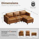 91.5" Faux Leather Modular Sectional Sofa, L Shaped Couch Set for Living Room, 3-Seater Comfy Cloud Couches with Movable Storage Ottoman,DIY Combination - Brown by CozyNest Decor