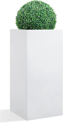 Metallic Heavy Large Planter Box for Outdoor or Indoor, Tall Metal Planters, Rectangular Flowerpot for Front Porch, Garden, Patio ‎25Pounds Pure White, No Assembly 1 Pack by CozyNest Decor