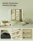 SONGMICS Jewelry Box 360° Rotating, Jewelry Storage Case with 5 Drawers, Jewelry Organizer, Glass Window, Spacious, Vertical Jewelry Storage, Open Design, Great Gift, Laurel Green UJBC170C02 by TinyTreasures Baby Boutique