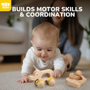TOY Life Wooden Toys Cars, Montessori Toys for Babies 0-6-12 Months, Babies Bunny Rattle Cars for Toddlers 1-3, Wooden Baby Toys Gift 1 Year Old, Baby Boy Nursery Decor, Elephant & Rabbit Toy Car by TinyTreasures Baby Boutique