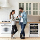 Tylza 24 Inch Dual Zone Wine Cooler Refrigerator, 46 Bottle Built-in or Freestanding, 24'' Wine Fridge with Stainless Steel & Professional Compressor and Temperature Memory Function by CozyNest Decor