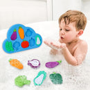 Baby Bath Toys, 100% Silcone Mold Free Vegetable Bath Toys, Soft Toddlers Floating Bathtub Toy, No Hole Tub Water Toys, Shape Sorting&Matching Educational Learning Toys Gift for Boys Girls Kids by TinyTreasures Baby Boutique