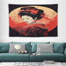 Japanese Woman Geisha Tapestry Asian Cherry Blossom Red Sun Traditional Kimono Folk Tapestries Home Decor for Living Room Bedroom Apartment Farmhouse Dorm 90"x60" by CozyNest Decor