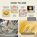 48oz Platinum Silicone 3 Compartmented Microwave Steamer Pot with Handle & Lid - Korea 100% Food-Grade Steamer Bowl, Heat-Resistant Cooker with Steam Holes, Easy Clean, Dishwasher Safe, Ivory by TinyTreasures Baby Boutique