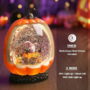Halloween Snow Globe Pumpkin Halloween Decorations Indoor Gnome Black Cat Bat Swirling Glitter Timer by CozyNest Decor