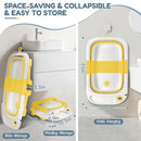 Collapsible Baby Bathtub,Baby Bath Tub with Thermometer & Soft Cushion,Baby Bathtub for Newborn to Toddler 0-36 Months,Portable Travel Baby Tub with No-Slip Feet,Baby Shower Gifts,Yellow by TinyTreasures Baby Boutique