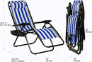 Nazhura Set of 2 Relaxing Recliners Patio Chairs Adjustable Steel Mesh Zero Gravity Lounge Chair Beach Chairs with Pillow and Cup Holder (Navy Blue Stripe) by CozyNest Decor
