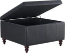 HUIMO Square Leather Storage Ottoman, Black Tufted Large Ottoman for Living Room, Coffee Table with Storage(Black) by CozyNest Decor