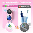 Toothbrush Holder and Cleaner for Bathroom Light Cleaning Fan Drying Round in Circle Automatic Rotating Cover Wall Mounted Smart Home Gadgets (03 Pink) by CozyNest Decor