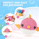 Crochet Kit for Beginners, Learn to Crochet, Include Easy Knitting Soft Yarn, Step-by-Step Video Tutorial, Hook, Holiday Birthday Gift for Adults and Kids(2 Pack Blowfish) by TinyTreasures Baby Boutique