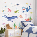 Supzone Under The Sea Wall Decals Ocean Whale Shark Turtle Seaweed Wall Stickers for Kids Toddlers Bedroom Living Room Baby Nursery Wall Decor by TinyTreasures Baby Boutique
