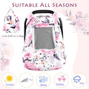 Floral Baby Carseat Cover Girls, Pea Pod Infant Car Seat Covers Canopy for Newborn with 2 Layers Windows of Breathable Mesh/Fabric, Lightweight Polyester/Minky Dot Backing, Snug Fit Most Baby Car Seat by TinyTreasures Baby Boutique