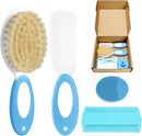 Baby Hair Brush and Comb Set, 4Pcs Baby Soft Bristles Hairbrush Cradle Cap Brush Hair Comb for Newborns Toddlers Boys Girls (Blue) by TinyTreasures Baby Boutique