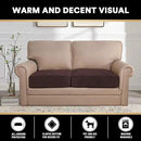 PrinceDeco Brown Furniture Cover, 2 Pcs Velvet Stretch Sofa Cushion Covers for Individual Cushions, Pet Friendly, Stay in Place, Machine Washable by CozyNest Decor