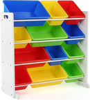 Humble Crew Kids Toy Storage Organizer with 12 Plastic Bins, White/Primary – Removable Bins for Playroom, Bedroom, Toddler Furniture for Boys and Girls Ages by TinyTreasures Baby Boutique