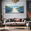 LASMOND Romantic Beach Wall Art for Living Room Blue Sea Turtle Lovers Canvas Painting Prints Ocean Sandy Romance Flowers Large Bedroom Office Decor Artwork (58x28 Inches) by CozyNest Decor