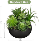 Fake Plants Artificial Succulents in Pots Faux Succulent Arrangement Potted Plant in Black Ceramic Planter Bowl for Home Decor Office Desk Bathroom Shelf Living Room Indoor Decorations by GreenHaven Gardens