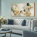 Gold Circle Modern Artwork Framed Abstract Wall Art Green Canvas Decor 24"x48" Wall Decorations for Bedroom Living Room Kitchen by CozyNest Decor