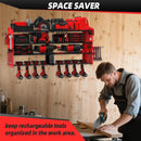 Power Tool Organizer Wall Mount with 8-Drill Holders-400Lbs Load Heavy Duty Metal 4-Layers Garage Storage & Organization Battery Tools Rack with Side Panels Utility Racks Workshop Gifts for Men by GreenHaven Gardens