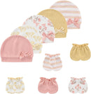 Baby Hat and Mittens Set Cotton Newborn Baby Hats Caps for Boys and Girls, 0-6 Months by TinyTreasures Baby Boutique