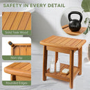 Teak Shower Bench-Solid Teak Wood Shower Chair with Storage Shelf, Stable Non-Slip Bathroom Stool for Elderly & Recovery, Heavy Duty Shower Seat for Inside Shower & Tub Safety 14 inch by TinyTreasures Baby Boutique