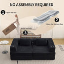 78" W Loveseat Sofa, 4 in 1 Convertible Floor Sofa Bed, Boneless Cloud Couch with Cup Holder, Fold Out Floor Couch, Loveseat Recliner Sleeper for Living Room Bedroom Lounge(Corduroy, White) by CozyNest Decor