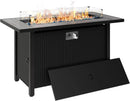 45 inch Outdoor Propane Fire Pit 50,000 BTU Gas Fire Pit Table with Lid, Glass Wind Guard, Waterproof Cover, Rectangle Gas Firepit Table for Garden/Patio, CSA Certification by GreenHaven Gardens