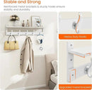 Homode Coat Rack With Wall Shelf, 29" Wooden Entryway Floating Shelf With Hooks Underneath, Hanging Coat Hanger for Bathroom, Living Room, Bedroom, Hallway, White by CozyNest Decor
