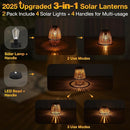 Uspring 2 Pack 3-in-1 Solar Lanterns Outdoor Waterproof Rattan Woven Hanging Solar Lights for Outside with Bright Lamp & LED Bead & 4 Handles, Garden Gifts Decor for Women Mom Patio Yard Porch by GreenHaven Gardens