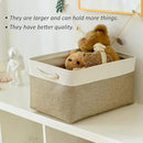 TcaFmac Storage Basket for Organizing - Large 4 Pack Fabric Storage Bins Baskets for Shelves, Foldable Storage Cubes for Closet Cloth Toy Box Gift Organizer(White & Khaki16x12x8 inch) by CozyNest Decor
