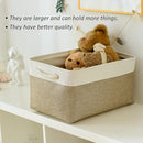 TcaFmac Storage Basket for Organizing - Large 4 Pack Fabric Storage Bins Baskets for Shelves, Foldable Storage Cubes for Closet Cloth Toy Box Gift Organizer(White & Khaki16x12x8 inch) by TinyTreasures Baby Boutique