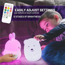 Lumipets Remote Control Silicone Night Light for Kids - Bear Design with 9 Soft Colors & Sleep Timer - Rechargeable, Battery-Operated Lamp for Bedroom | Baby Nursery, Toddler, Girls, Boys by TinyTreasures Baby Boutique