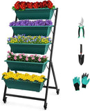 EDOSTORY 4.5 FT Height Vertical Garden Planter Removable Pale Green Raised Bed Box with 5 Container Boxes,Digging Claw Gloves,Trowel,Purning Shears for Outdoor Vegetables Flowers by GreenHaven Gardens