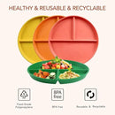 greenandlife 9 Inch 4PCS Unbreakable Portion Control Plates, Divided Plates for Kids Adults, Dishwasher & Microwave Safe Compartment Plate, Lightweight Reusable Wheat Straw Plate, BPA Free by CozyNest Decor