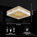 12-Lights Gold Crystal Flush Mount Ceiling Light Fixtures,Elegant Crystal Chandelier Pendant Ceiling Lamp for Bedroom,Living Room,Dining Room,Hallway H5.9 x W20 x L20 (Bulb Not Included) Square by CozyNest Decor