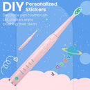 SEAGO Kids Electric Toothbrush, Sonic Soft Bristle Rechargeable Toothbrushes with DIY Stickers, 5 Modes, Includes 4 Replacement Brush Heads, Ages 3 to 12 Years Old (Pink) by TinyTreasures Baby Boutique