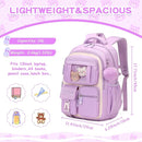 Kids Backpack for Girls School Bags for Middle School Students Book Bag for Elementary Primary Kawaii Ita Backpack, Purple and Beige by TinyTreasures Baby Boutique