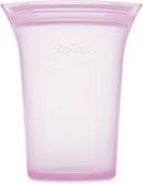 Zip Top Reusable Food Storage Bags | Large Cup [Lavender] | Silicone Meal Prep Container | Microwave, Dishwasher and Freezer Safe | Made in the USA by TinyTreasures Baby Boutique