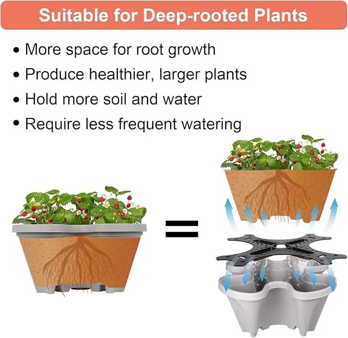 Vertical Planter 5 Tier Stackable Planters Garden Planters Strawberry Herb Flower and Vegetable Planter Indoor Outdoor Gardening Pots with Removable Wheels and Tools 2-Pack, photo 6 of 8