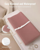 Blissful Diary Muslin Baby Changing Pad with Waterproof Lining Foam, Diaper Changing Table Pad with Cover for Dressers (Dusty Pink, Rectangular) by TinyTreasures Baby Boutique