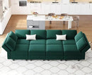Belffin Modular Sectional Sofa with Storage Chaises Sectional Sleeper Sofa Couch 8 Seat Sectional Bed Green by CozyNest Decor