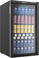 EUHOMY Beverage Refrigerator Cooler, 130 Can Mini Fridge with Glass Door for Soda Beer or Wine, Beverage Cooler for Home, Office, Bar with Adjustable Removable Shelves, Black by CozyNest Decor