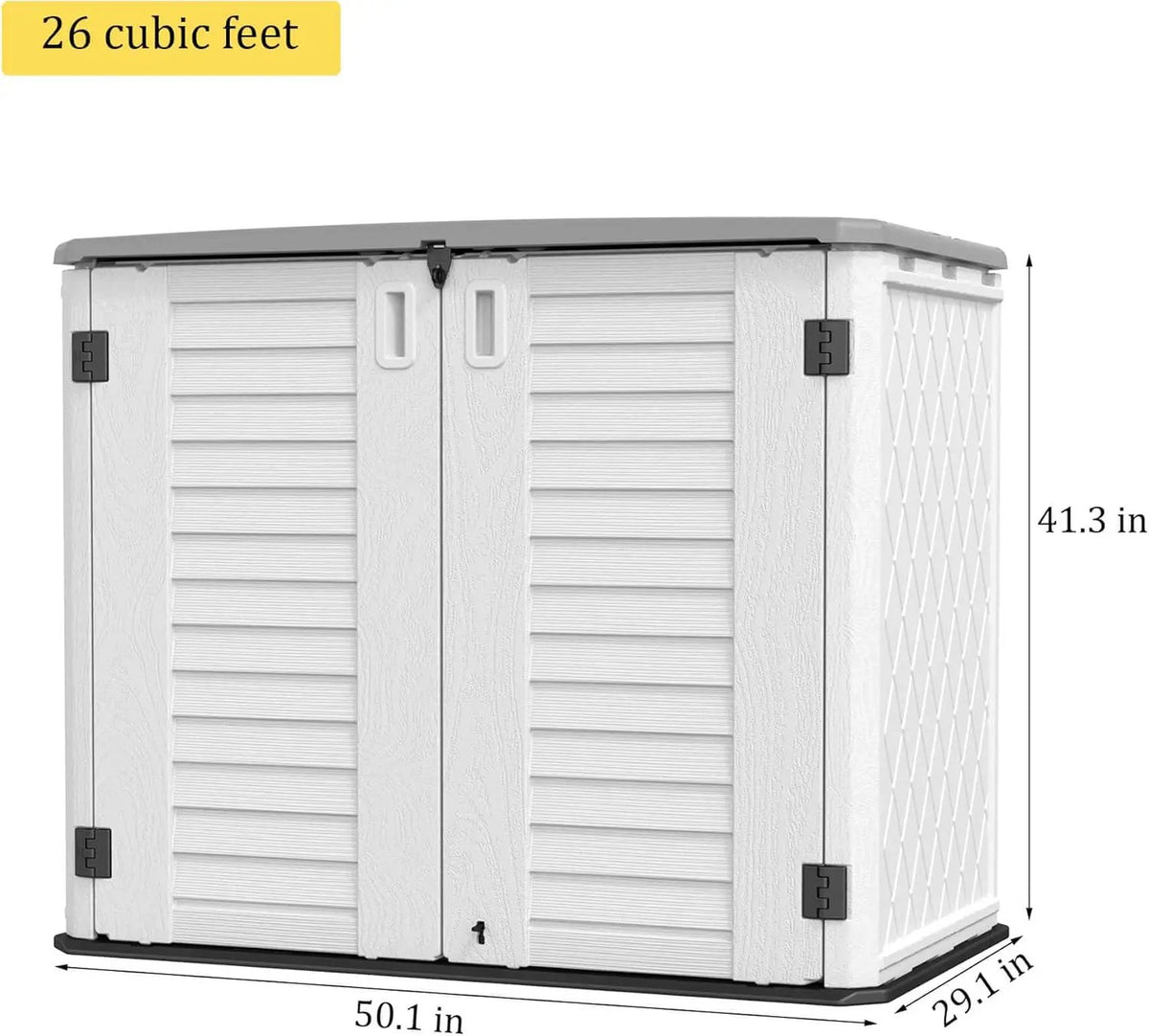 HOMSPARK Storage Shed Weather Resistance, Multi-Purpose Outdoor Storage Cabinet Waterproof, Outdoor Storage Cabinet for Bike, Garbage Cans, Lawnmower, Garden Accessories (off white, Standard-26 cu ft), photo 6 of 6