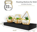 Sorbus Floating Shelves for Wall, Bathroom Shelves Wall Mounted for Kitchen, Bedroom, Bathroom Storage Over Toilet, Hanging Book Shelf for Wall Home Decor Living Room (Black, 3 Pack)