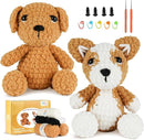 MOREJMTT Crochet Kit for Beginners, Learn to Crochet, Include Easy Knitting Soft Yarn, Step-by-Step Video Tutorial, Hook, Holiday Birthday Gift for Adults and Kids(2 Pack Dog) by TinyTreasures Baby Boutique