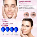 4 Size Facial Cupping Therapy Set Glass, Eye Face Vacuum Massage Anti Cellulite Cup - Silicone Cupping Massage Therapy, for Beauty Body Cup Fascia Massager(Softcover-Blue) by CozyNest Decor