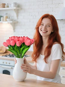 15 Pcs Artificial Tulip PU Fake Flower Realistic Touch Spring Summer Fake Flowers for Home Decor Outdoor Garden Parties and Wedding by CozyNest Decor