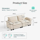 LINSY HOME Sectional Loveseat Sofa - 90'' Oversized Corduroy Cloud Couch Soft Modern Comfy Green Loveseat Couch Deep Seat Couches for Living Room Bedroom Apartment Office, Beige by CozyNest Decor