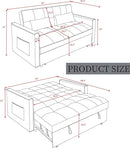 3 in 1 Convertible Sleeper Sofa Bed, Velvet Pull Out Sofas Beds with Side Pocket, 54” Adjustable Backrest Futon Sofa Bed, Love Seat Sleepers Couch for Living Room, Bedroom, Small Space, Black