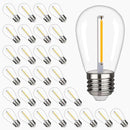 S14 Replacement LED Light Bulbs, Shatterproof & Waterproof 1W S14 LED Bulbs, E26 Base Patio Edison LED Light Bulbs for Outdoor String Lights , Warm White 2200K Plastic 70ML Non-Dimmable 30 Pack by GreenHaven Gardens